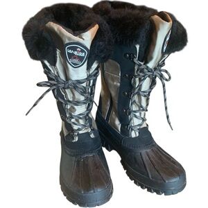 🆕 Winter Boots La Neige Canada 3M Thinsulate Warm Dry Tie Zip Treaded Faux Fur 8